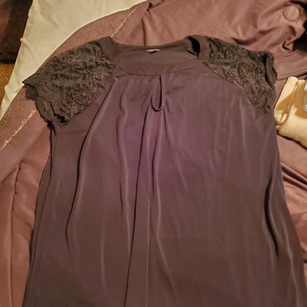 Black Blouse with Lace Detail Sleeves Sz 2